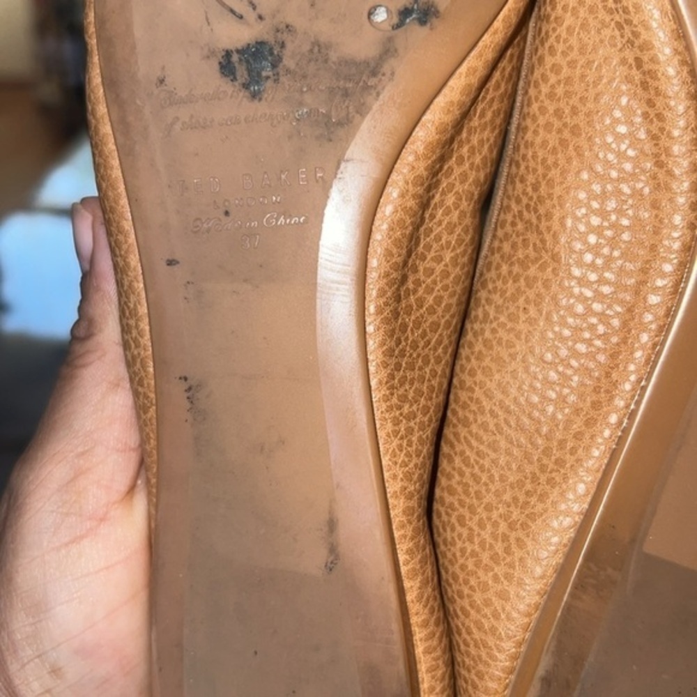 Ted Baker London Sually Bow Tie Ballet Flats 37 Women’s Brown Tan Pump Shoes - Picture 9 of 9